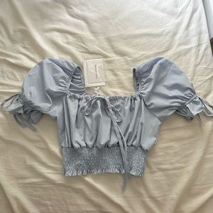 Short-Sleeve Cropped Blouse